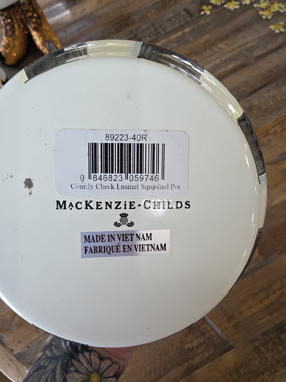 MacKenzie-Childs Courtly Check Squashed Pot Canister - Picture 2 of 6
